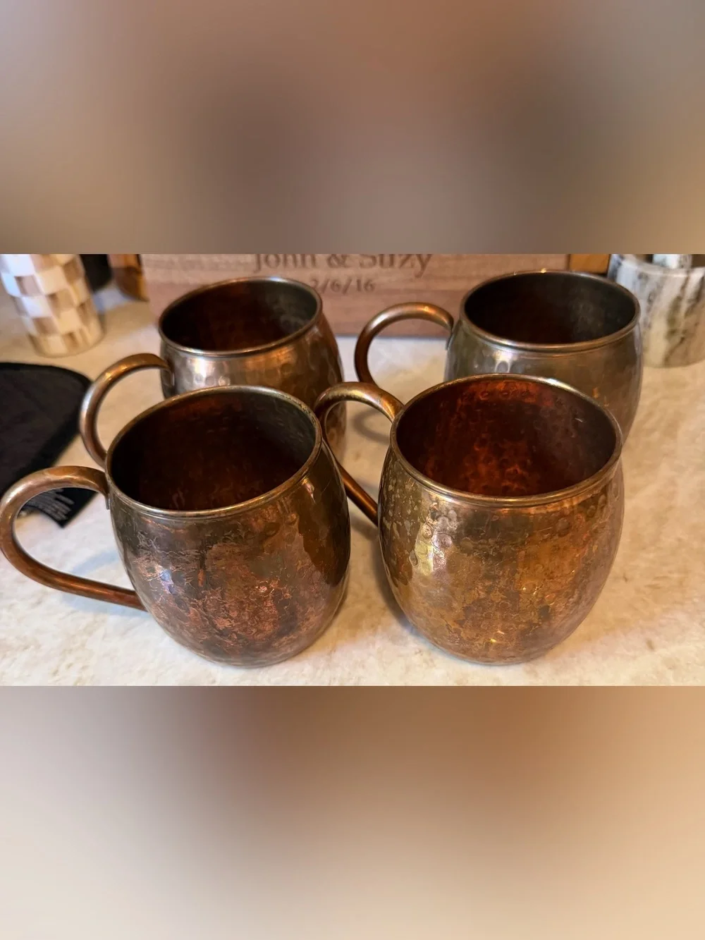 Hammered solid Copper mule mugs x4